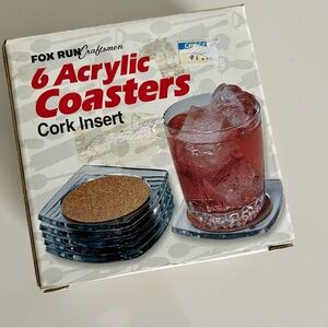 Vintage MCM Fox Run Acrylic Coasters with Cork Insert